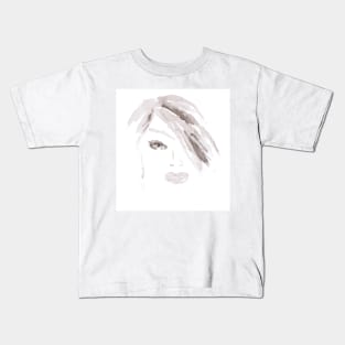 Woman face, portrait. Watercolor, art decoration, sketch. Illustration hand drawn modern painting Kids T-Shirt